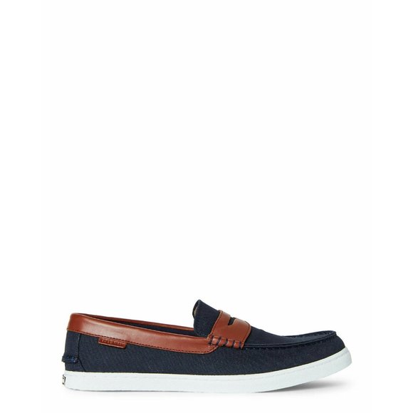 COLE HAAN Blue & Chestnut Nantucket Loafers -10.5M - Picture 2 of 12